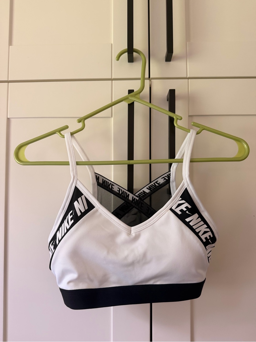 Nike White & Black Logo Strappy Sports Bra